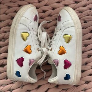 Kurt Geiger girls White Sneakers with Heart Accents